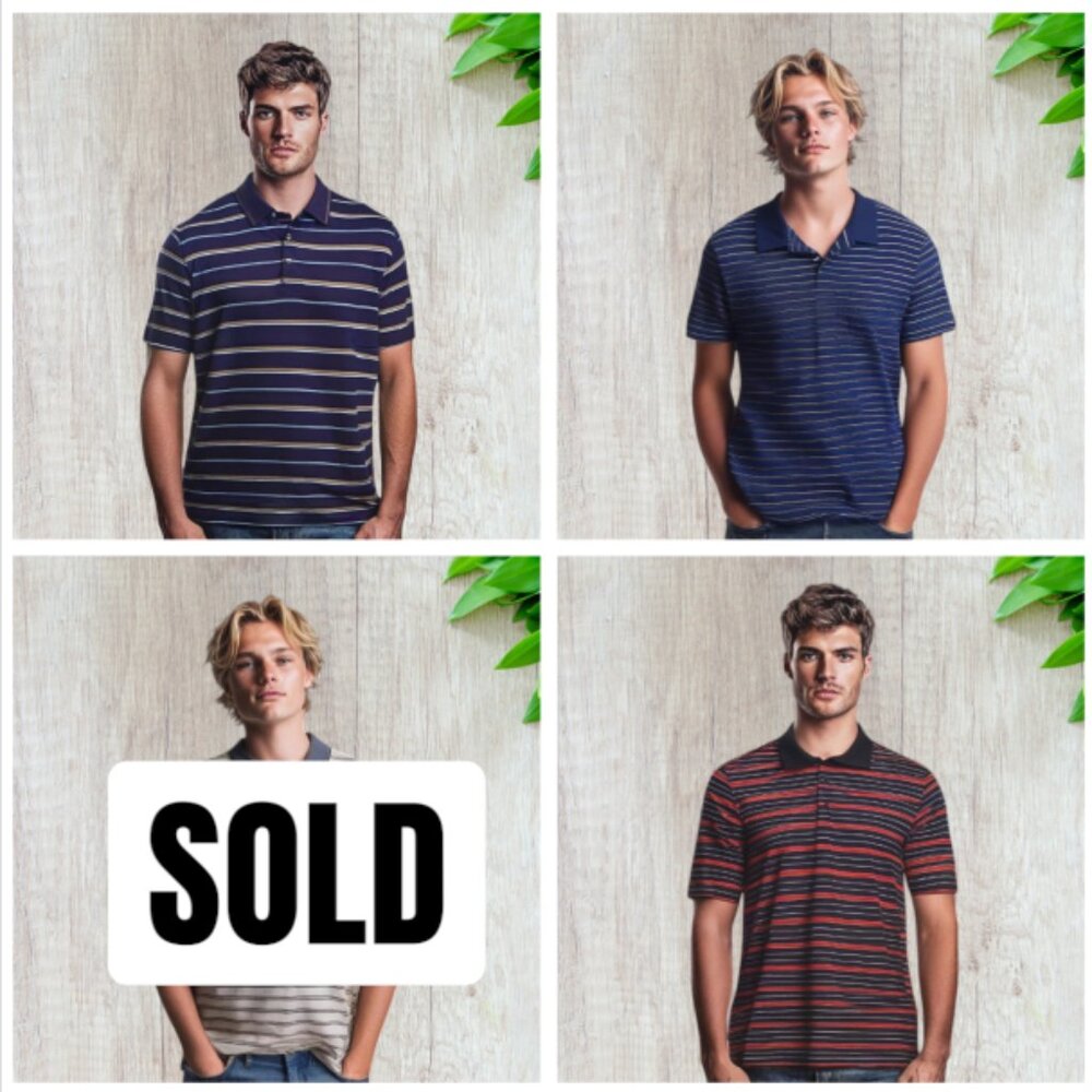 LARGE MAN'S SHIRTS -- Bundle of 3, Striped, Various Brands, Blue, White, Red